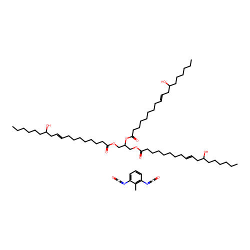 Glyceryl triricinoleate, toluene diisocyanate polymer structure