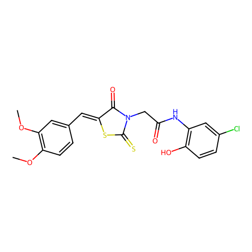 N-(5-chloro-2-hydroxyphenyl)-2-[(5Z)-5-[(3,4-dimethoxyphenyl)methylidene]-4-oxo-2-sulfanylidene-1,3-thiazolidin-3-yl]acetamide structure