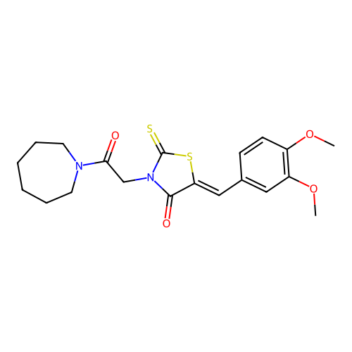 (5Z)-3-[2-(azepan-1-yl)-2-oxoethyl]-5-[(3,4-dimethoxyphenyl)methylidene]-2-sulfanylidene-1,3-thiazolidin-4-one structure