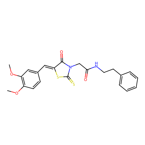 2-[(5Z)-5-[(3,4-DIMETHOXYPHENYL)METHYLIDENE]-4-OXO-2-SULFANYLIDENE-1,3-THIAZOLIDIN-3-YL]-N-(2-PHENYLETHYL)ACETAMIDE structure