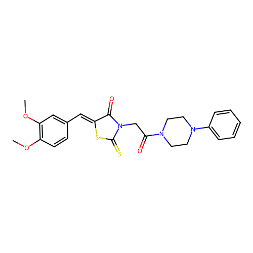 (5Z)-5-[(3,4-dimethoxyphenyl)methylidene]-3-[2-oxo-2-(4-phenylpiperazin-1-yl)ethyl]-2-sulfanylidene-1,3-thiazolidin-4-one structure