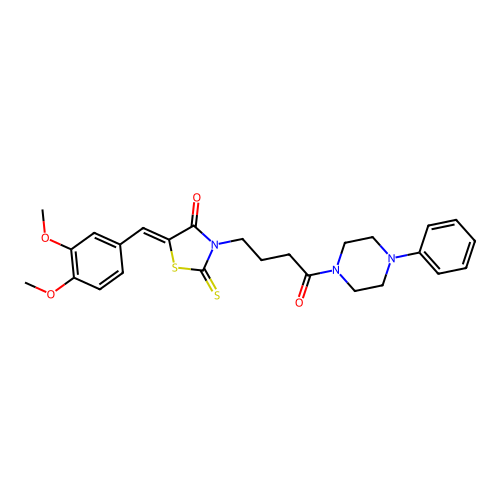 (5Z)-5-[(3,4-dimethoxyphenyl)methylidene]-3-[4-oxo-4-(4-phenylpiperazin-1-yl)butyl]-2-sulfanylidene-1,3-thiazolidin-4-one structure