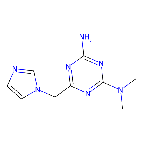 6-(1H-imidazol-1-ylmethyl)-N,N-dimethyl-1,3,5-triazine-2,4-diamine structure