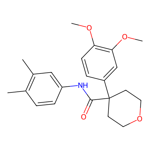 4-(3,4-dimethoxyphenyl)-N-(3,4-dimethylphenyl)tetrahydro-2H-pyran-4-carboxamide structure