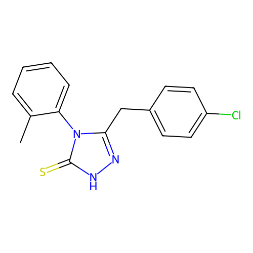 5-(4-chlorobenzyl)-4-(2-methylphenyl)-2,4-dihydro-3H-1,2,4-triazole-3-thione structure