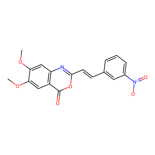 6,7-dimethoxy-2-[(E)-2-(3-nitrophenyl)ethenyl]-4H-3,1-benzoxazin-4-one structure