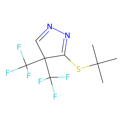 3-(tert-butylsulfanyl)-4,4-bis(trifluoromethyl)-4H-pyrazole structure