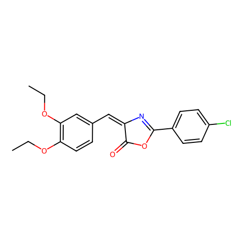 (E)-2-(4-chlorophenyl)-4-(3,4-diethoxybenzylidene)oxazol-5(4H)-one structure