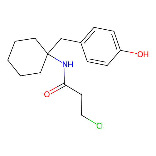 3-chloro-N-[1-(4-hydroxybenzyl)cyclohexyl]propanamide structure