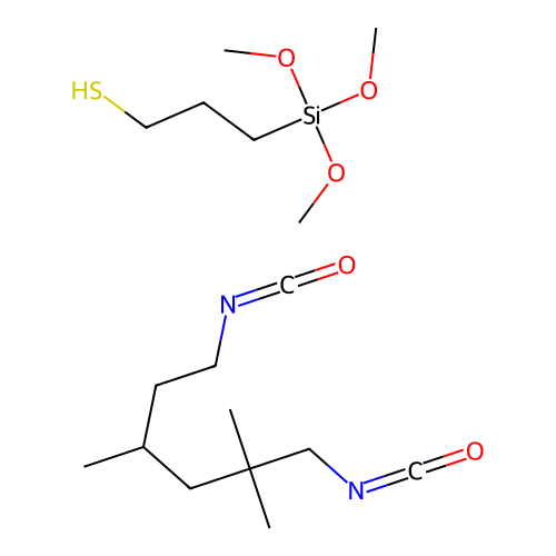 3-(Trimethoxysilyl)propane-1-thiol--1,6-diisocyanato-2,2,4-trimethylhexane (1/1) structure