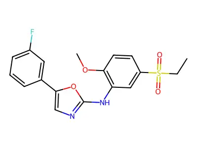 N-[5-(ethanesulfonyl)-2-methoxyphenyl]-5-(3-fluorophenyl)-1,3-oxazol-2-amine structure
