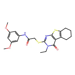N-(3,5-dimethoxyphenyl)-2-[(3-ethyl-4-oxo-3,4,5,6,7,8-hexahydro[1]benzothieno[2,3-d]pyrimidin-2-yl)sulfanyl]acetamide structure