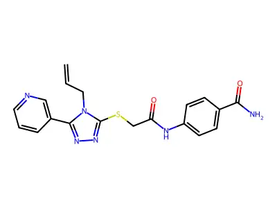 4-[2-(4-Prop-2-enyl-5-(3-pyridyl)-1,2,4-triazol-3-ylthio)acetylamino]benzamide structure