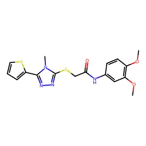 N-(3,4-dimethoxyphenyl)-2-{[4-methyl-5-(thiophen-2-yl)-4H-1,2,4-triazol-3-yl]sulfanyl}acetamide structure