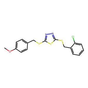 4-(((5-((2-Chlorobenzyl)thio)-1,3,4-thiadiazol-2-YL)thio)ME)phenyl methyl ether structure