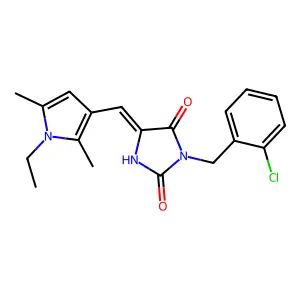 (5Z)-3-(2-chlorobenzyl)-5-[(1-ethyl-2,5-dimethyl-1H-pyrrol-3-yl)methylidene]imidazolidine-2,4-dione structure