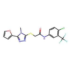 N-[4-chloro-3-(trifluoromethyl)phenyl]-2-{[5-(furan-2-yl)-4-methyl-4H-1,2,4-triazol-3-yl]sulfanyl}acetamide structure
