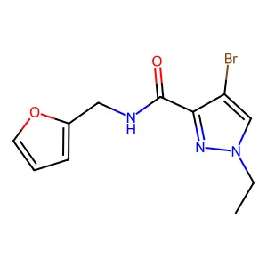 4-bromo-1-ethyl-N-(2-furylmethyl)-1H-pyrazole-3-carboxamide structure
