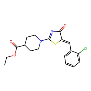 ethyl 1-[(5Z)-5-(2-chlorobenzylidene)-4-oxo-4,5-dihydro-1,3-thiazol-2-yl]piperidine-4-carboxylate structure