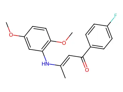 (E)-3-(2,5-dimethoxyanilino)-1-(4-fluorophenyl)but-2-en-1-one structure