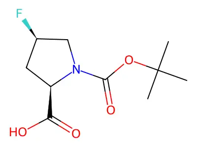 (2S,4S)-1-((tert-butoxy)carbonyl)-4-fluoropyrrolidine-2-carboxylic acid structure