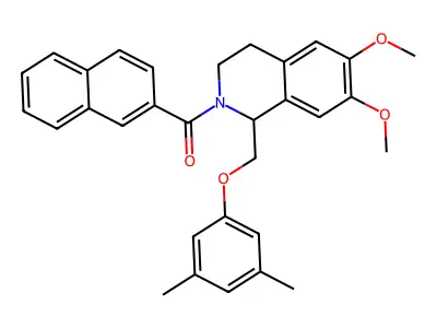 (1-((3,5-dimethylphenoxy)methyl)-6,7-dimethoxy-3,4-dihydroisoquinolin-2(1H)-yl)(naphthalen-2-yl)methanone structure