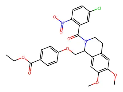 ethyl 4-{[2-(5-chloro-2-nitrobenzoyl)-6,7-dimethoxy-1,2,3,4-tetrahydroisoquinolin-1-yl]methoxy}benzoate structure