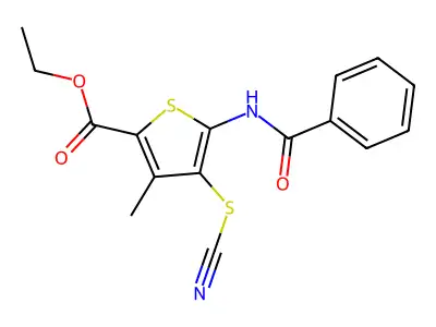 Ethyl 5-benzamido-3-methyl-4-thiocyanatothiophene-2-carboxylate structure