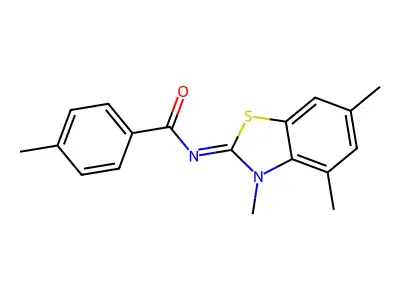 (E)-4-methyl-N-(3,4,6-trimethylbenzo[d]thiazol-2(3H)-ylidene)benzamide structure