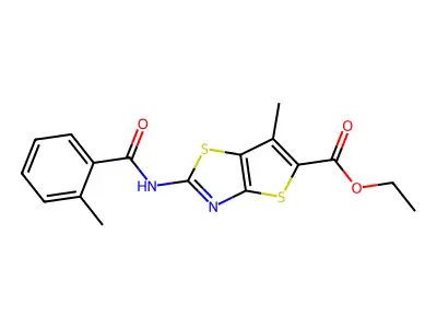 Ethyl 6-methyl-2-(2-methylbenzamido)thieno[2,3-d]thiazole-5-carboxylate structure