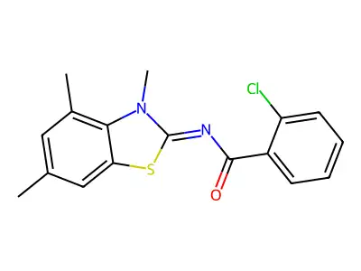 2-chloro-N-(3,4,6-trimethyl-1,3-benzothiazol-2-ylidene)benzamide structure