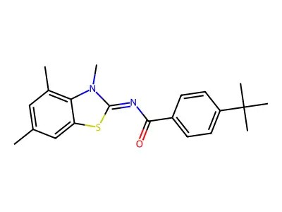 4-tert-butyl-N-(3,4,6-trimethyl-1,3-benzothiazol-2-ylidene)benzamide structure