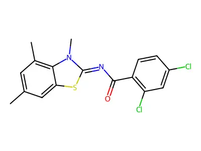(E)-2,4-dichloro-N-(3,4,6-trimethylbenzo[d]thiazol-2(3H)-ylidene)benzamide structure