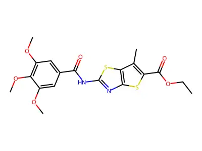 Ethyl 6-methyl-2-(3,4,5-trimethoxybenzamido)thieno[2,3-d]thiazole-5-carboxylate structure
