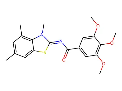 3,4,5-trimethoxy-N-(3,4,6-trimethyl-1,3-benzothiazol-2-ylidene)benzamide structure