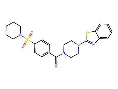 2-{4-[4-(piperidine-1-sulfonyl)benzoyl]piperazin-1-yl}-1,3-benzothiazole structure