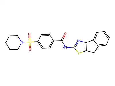 N-(8H-indeno[1,2-d]thiazol-2-yl)-4-(piperidin-1-ylsulfonyl)benzamide structure