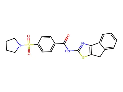 N-(8H-indeno[1,2-d]thiazol-2-yl)-4-(pyrrolidin-1-ylsulfonyl)benzamide structure