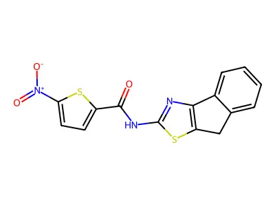 N-(8H-indeno[1,2-d]thiazol-2-yl)-5-nitrothiophene-2-carboxamide structure