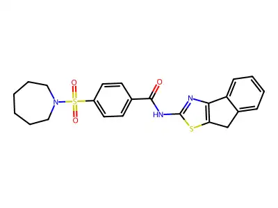 4-(azepan-1-ylsulfonyl)-N-(8H-indeno[1,2-d]thiazol-2-yl)benzamide structure