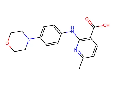 3-Pyridinecarboxylic acid, 6-methyl-2-[[4-(4-morpholinyl)phenyl]amino]- structure