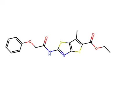 Ethyl 6-methyl-2-(2-phenoxyacetamido)thieno[2,3-d]thiazole-5-carboxylate structure