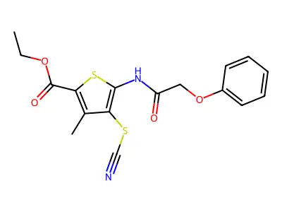Ethyl 3-methyl-5-(2-phenoxyacetamido)-4-thiocyanatothiophene-2-carboxylate structure