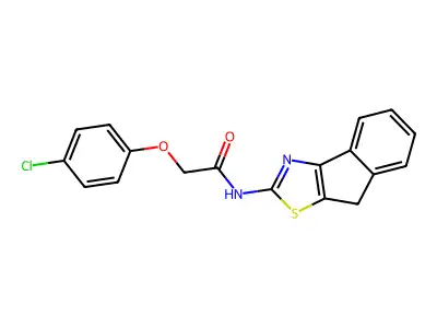 2-(4-chlorophenoxy)-N-(8H-indeno[1,2-d]thiazol-2-yl)acetamide structure