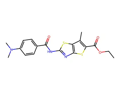 Ethyl 2-(4-(dimethylamino)benzamido)-6-methylthieno[2,3-d]thiazole-5-carboxylate structure