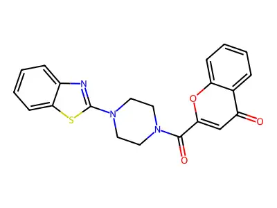 2-(4-(benzo[d]thiazol-2-yl)piperazine-1-carbonyl)-4H-chromen-4-one structure
