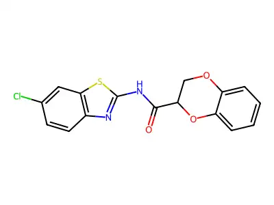 N-(6-chloro-1,3-benzothiazol-2-yl)-2,3-dihydro-1,4-benzodioxine-2-carboxamide structure