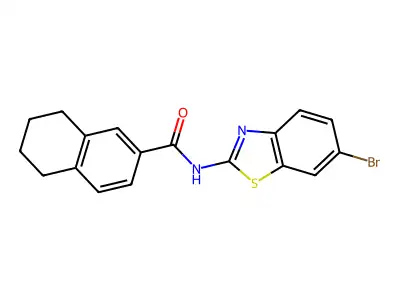 N-(6-bromo-1,3-benzothiazol-2-yl)-5,6,7,8-tetrahydronaphthalene-2-carboxamide structure