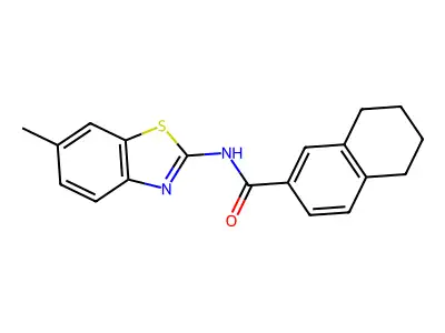 N-(6-methyl-1,3-benzothiazol-2-yl)-5,6,7,8-tetrahydronaphthalene-2-carboxamide structure