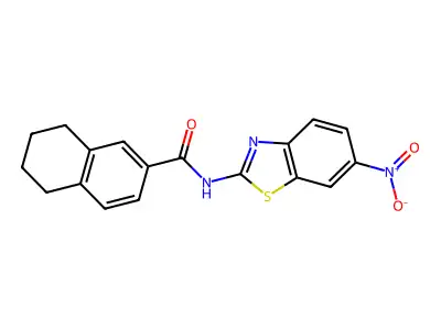 N-(6-nitro-1,3-benzothiazol-2-yl)-5,6,7,8-tetrahydronaphthalene-2-carboxamide structure